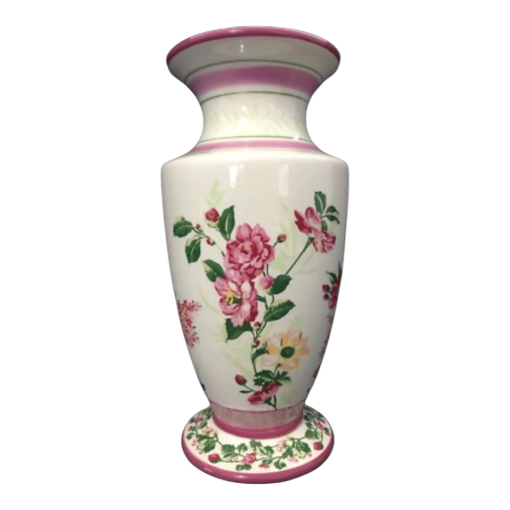 Laura Ashley Floral Vase with Pink and Green Accents